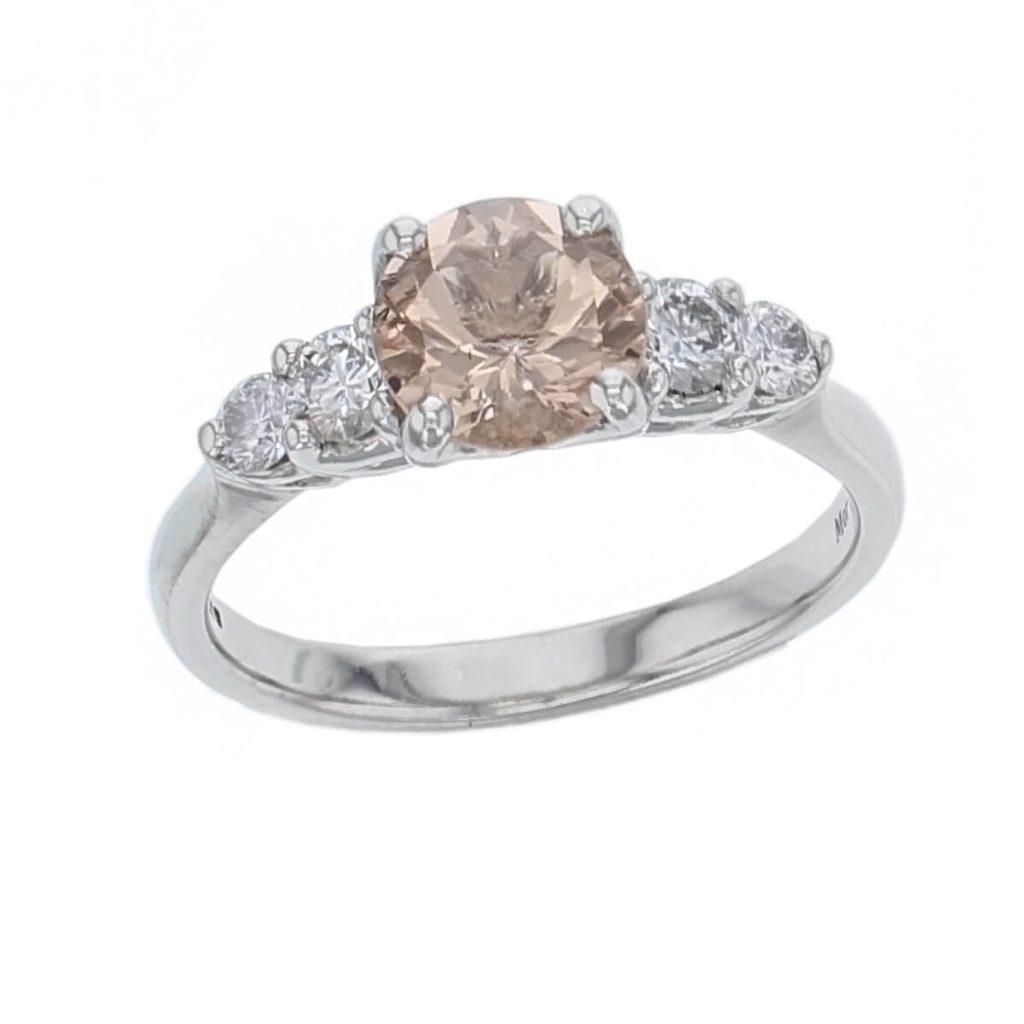 morganite, diamond platinum multistone ring