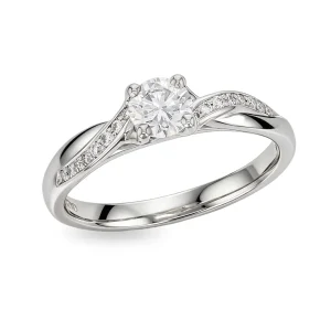 round cut diamond multi-stone shoulder set engagement ring, platinum, designer, handmade by Faller, hand crafted, betrothal, promise, precious jewellery, jewelry, GIA certified, bridal set, hand crafted, G.I.A. GIA, multistone
