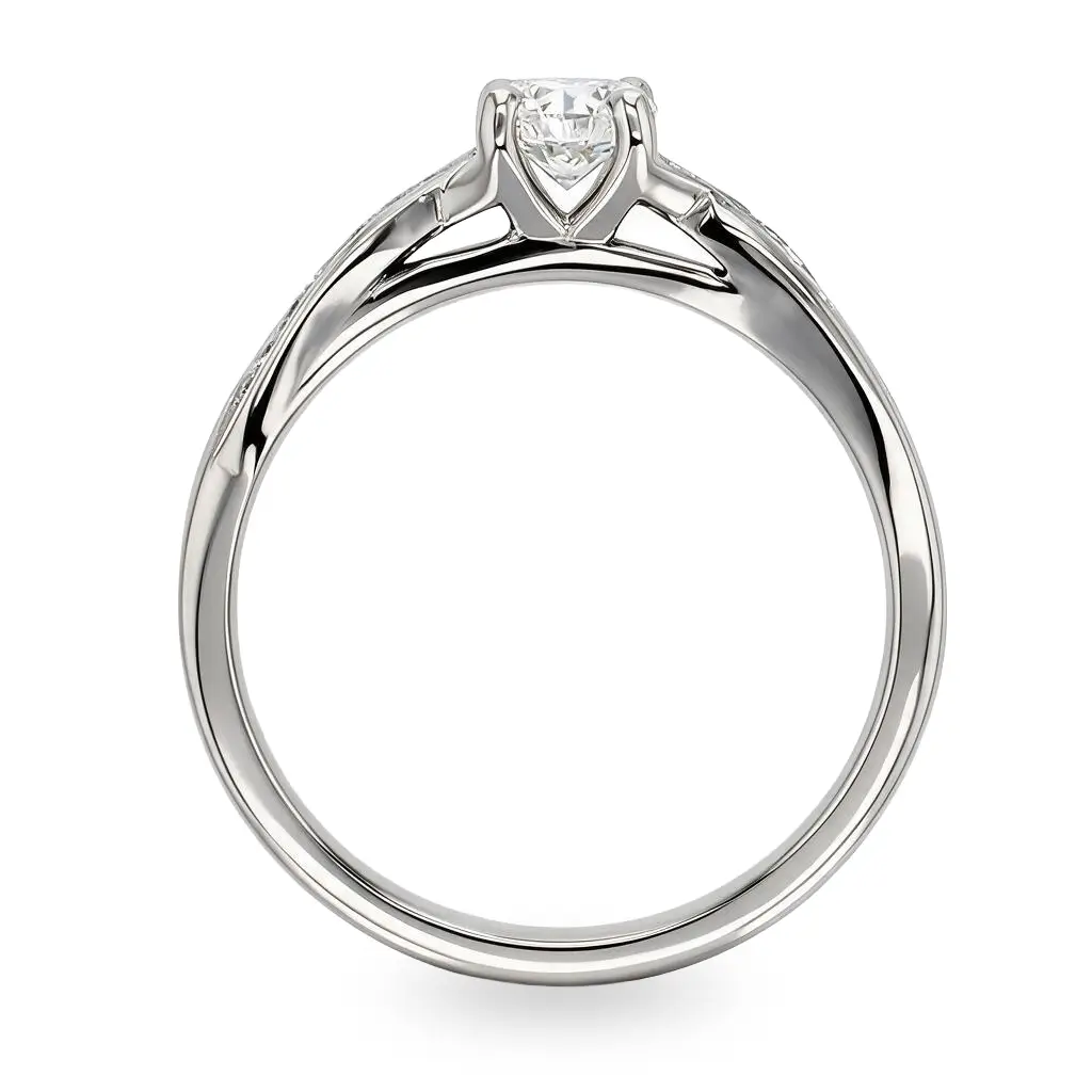 round cut diamond multi-stone shoulder set engagement ring, platinum, designer, handmade by Faller, hand crafted, betrothal, promise, precious jewellery, jewelry, GIA certified, bridal set, hand crafted, G.I.A. GIA, multistone