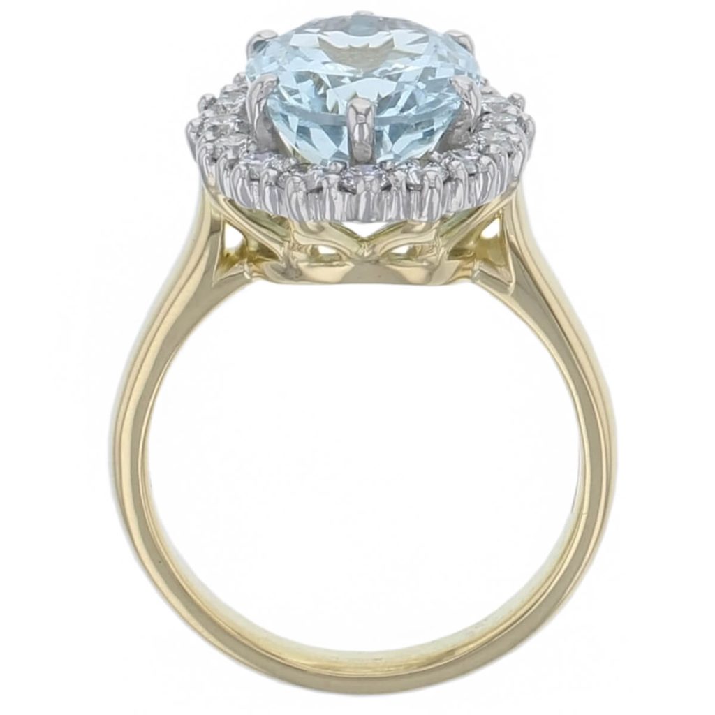 Aquamarine & Diamond 18ct Yellow Gold Cluster/Halo Ring