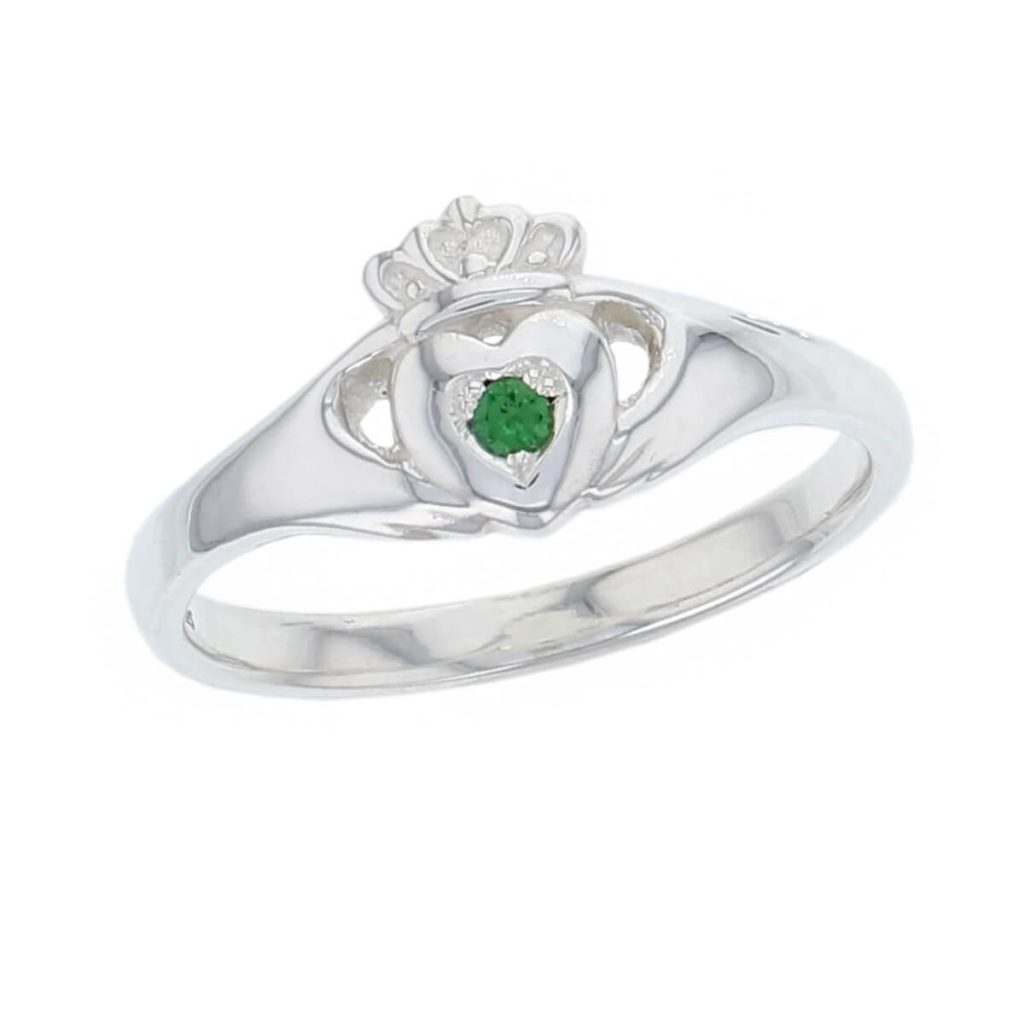 ladies tsavorite garnet silver claddagh ring