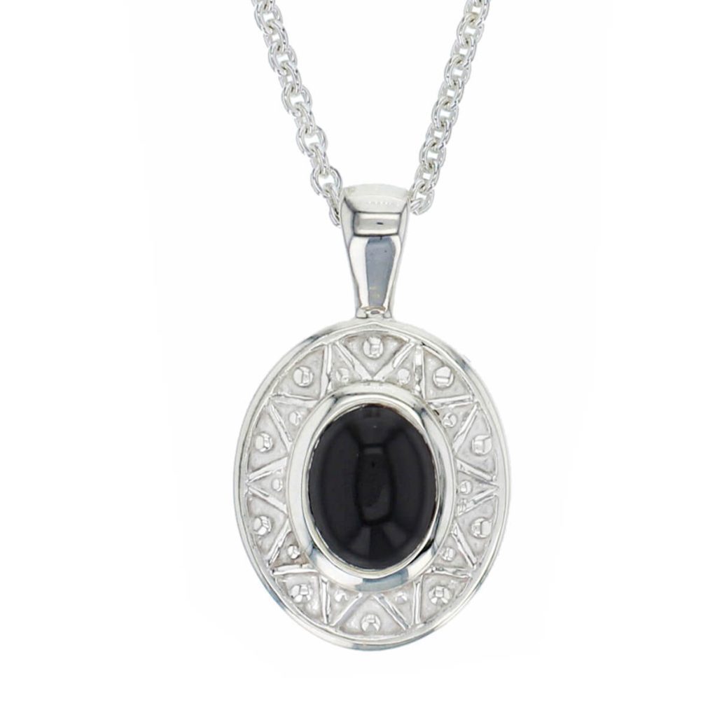 Miosach silver onyx pendant and chain