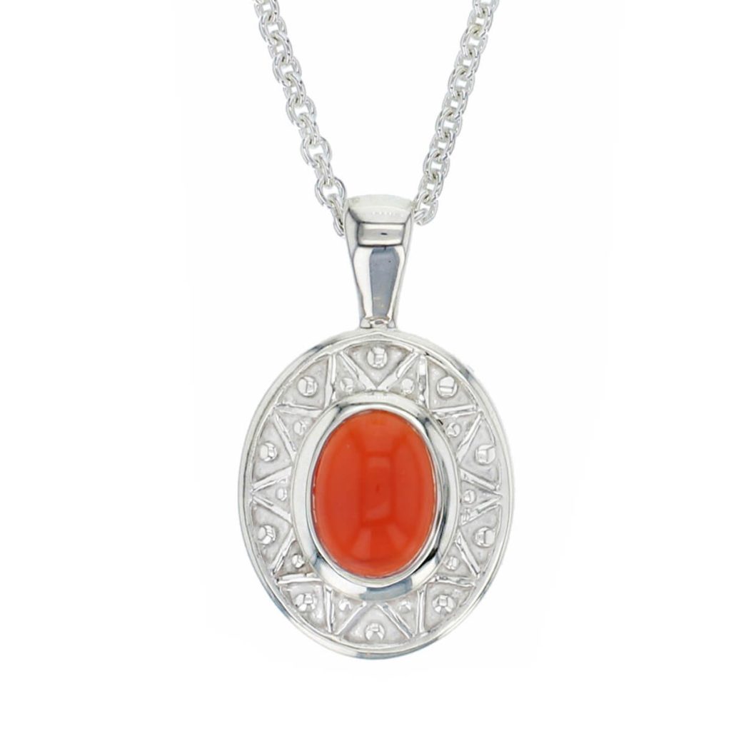 Miosach silver carnelian pendant and chain