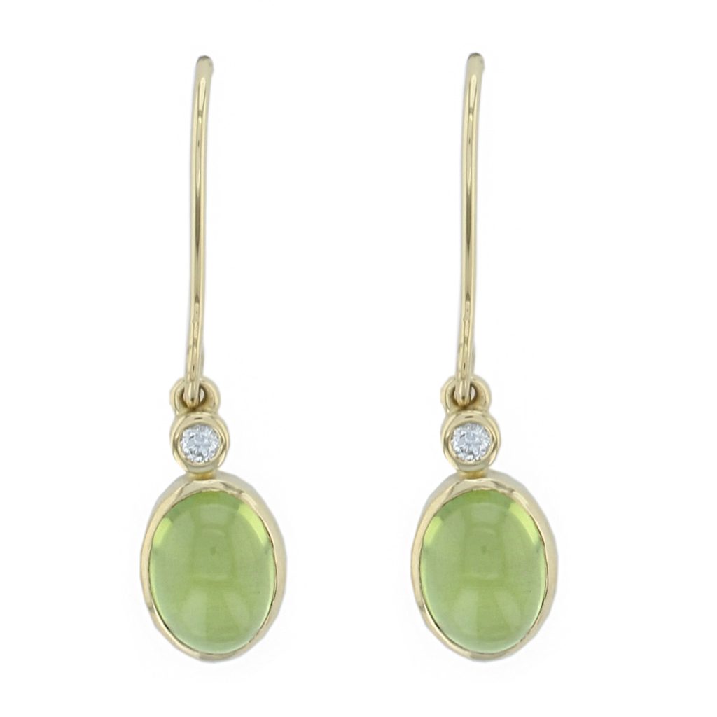18ct yellow gold peridot & diamond drops