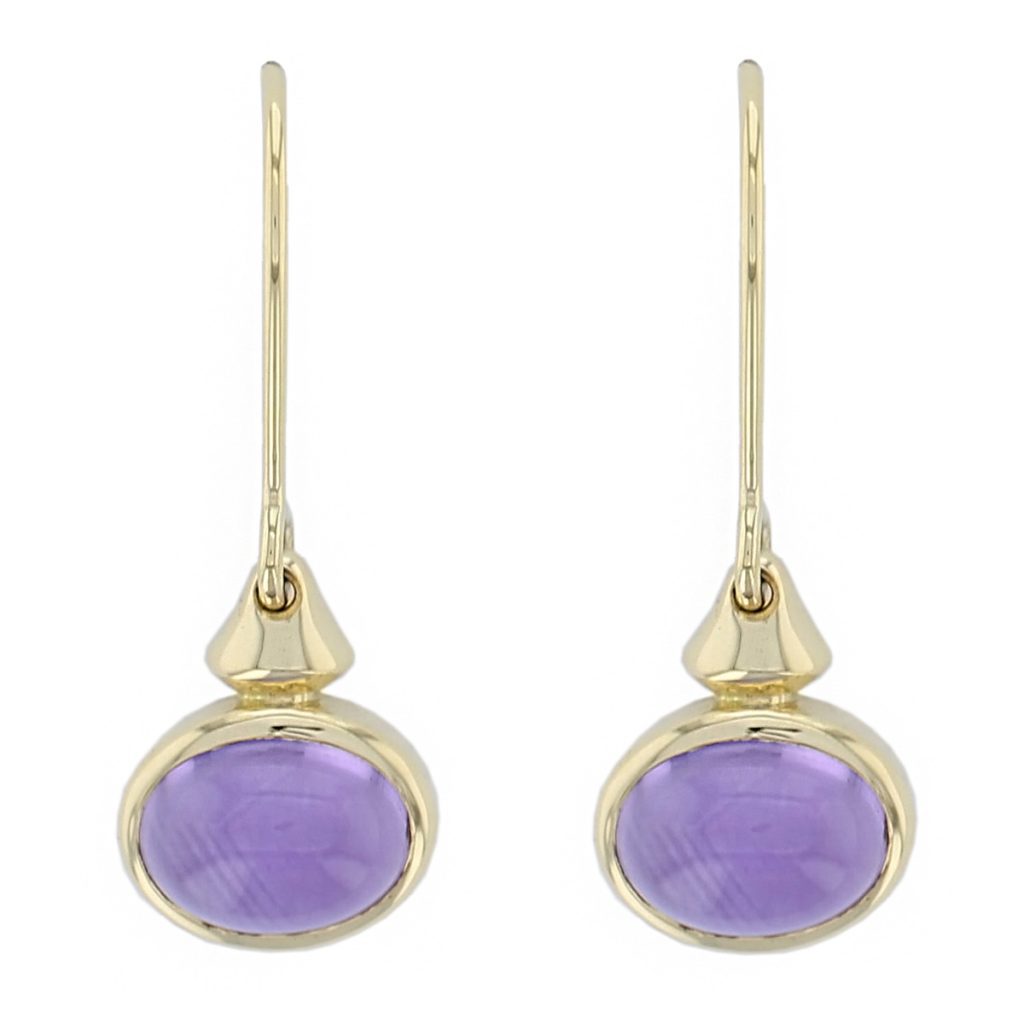 18ct yellow gold amethyst drops