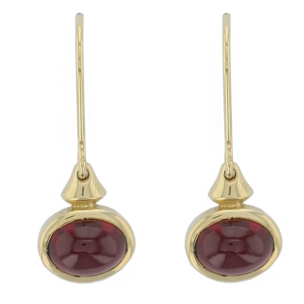 18ct yellow gold garnet drops