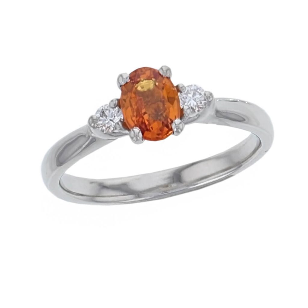 Orange Sapphire & Diamond Trilogy Ring