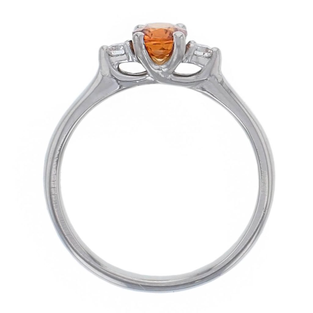 Orange Sapphire & Diamond Trilogy Ring