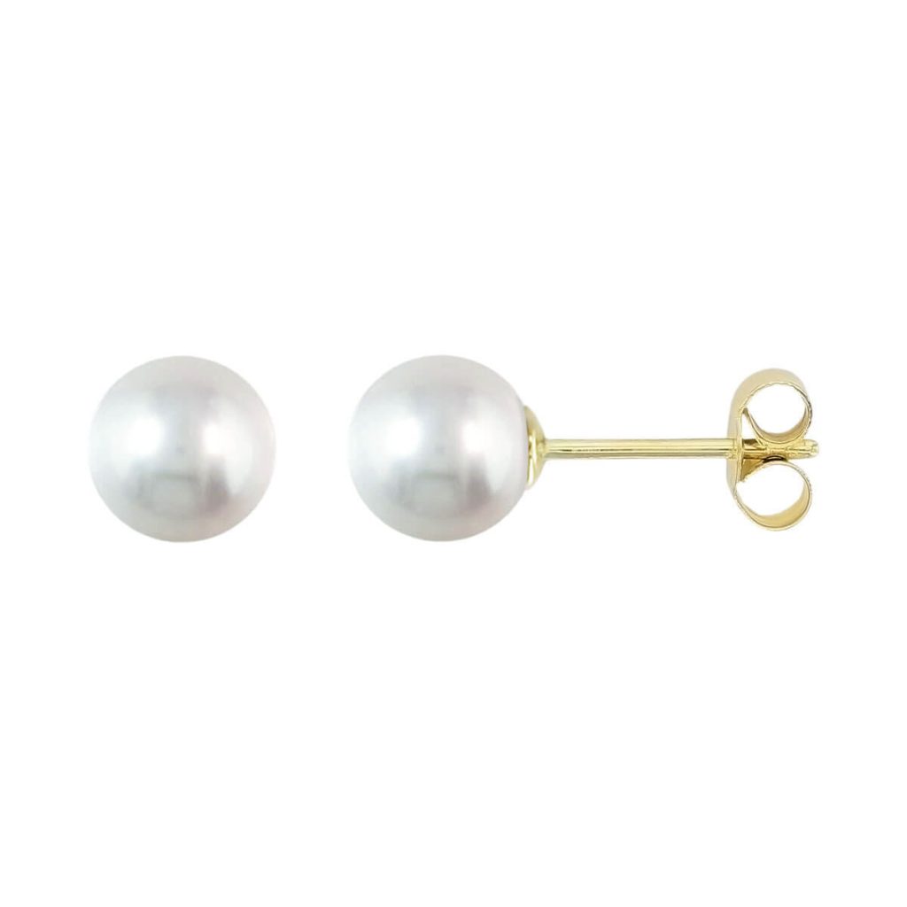 18ct yellow gold Akoya pearl studs