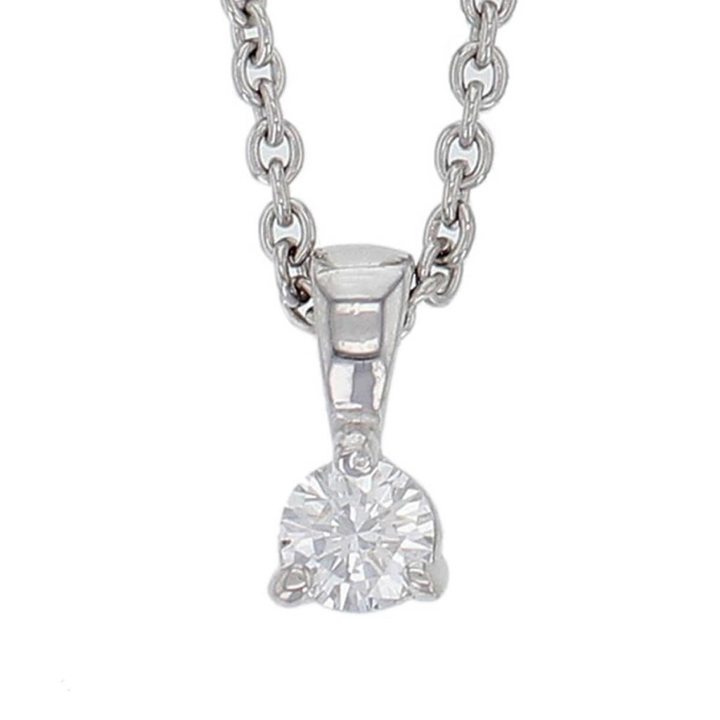 Faller round brilliant cut 3 claw set diamond 18ct white gold ladies solitaire pendant with chain, 18kt, designer, handmade by Faller, Derry/ Londonderry, hand crafted, precious jewellery, jewelry