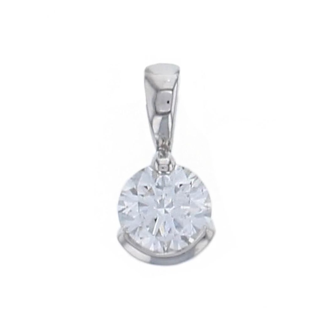 Faller round brilliant cut part rim and part claw set diamond 18ct white gold ladies solitaire pendant with chain, 18kt, designer, handmade by Faller, Derry/ Londonderry, hand crafted, precious jewellery, jewelry