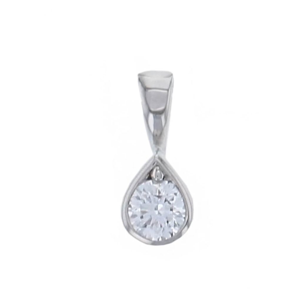 Faller round brilliant cut part rim and part claw set diamond 18ct white gold ladies solitaire pendant with chain, 18kt, designer, handmade by Faller, Derry/ Londonderry, hand crafted, precious jewellery, jewelry
