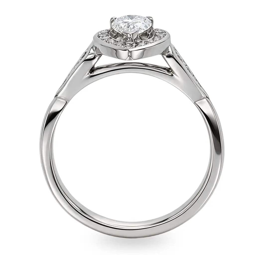 pear cut diamond cluster engagement ring, platinum, designer, handmade by Faller, hand crafted, betrothal, promise, precious jewellery, jewelry, hand crafted dress ring