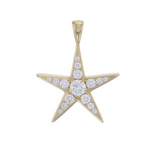 star pendant, star necklace, Faller round brilliant cut diamond 18ct yellow gold ladies pendant with chain, 18kt, designer, handmade by Faller, Derry/ Londonderry, hand crafted, precious jewellery, jewelry