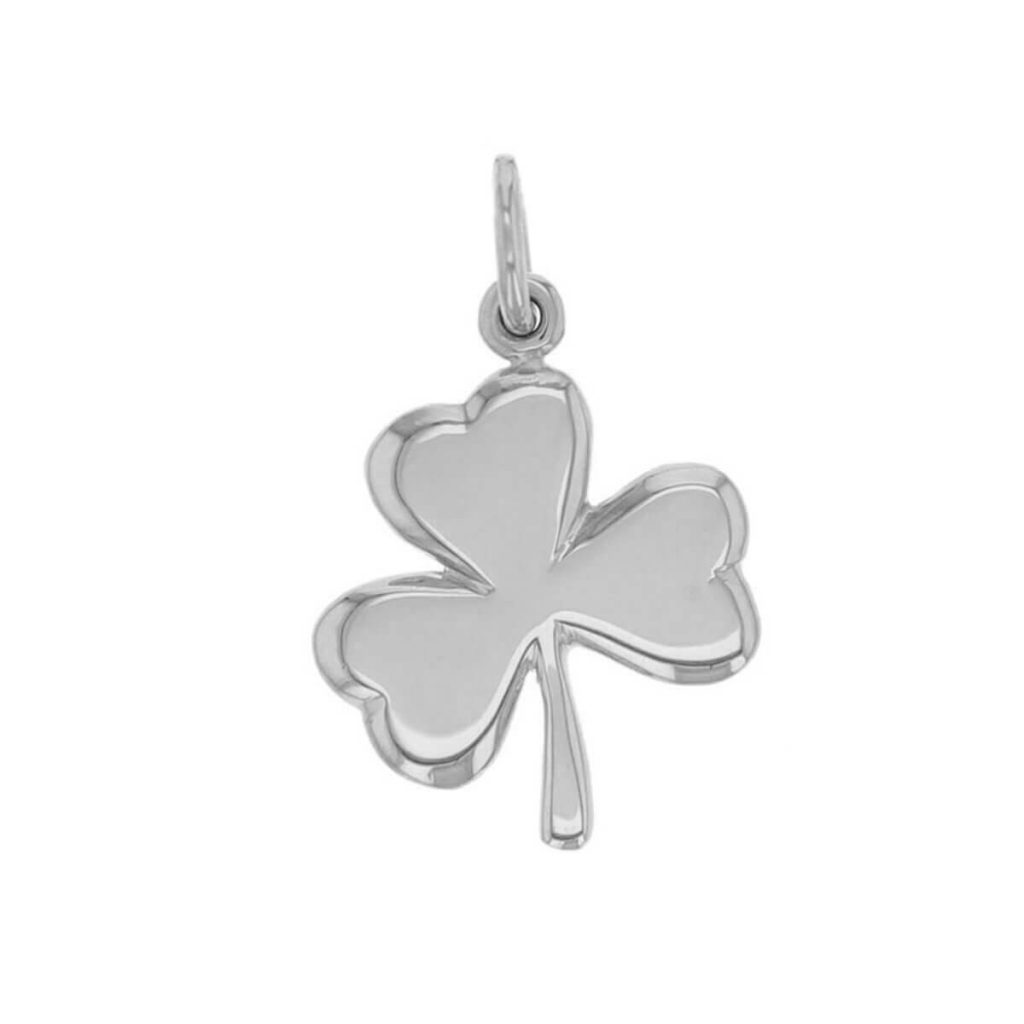 18ct white gold shamrock pendant, symbol of St. Patrick, holy trinity, Ireland, faith, hope, love, charm, designer handmade by Faller, Derry/ Londonderry, Irish hand crafted, clover