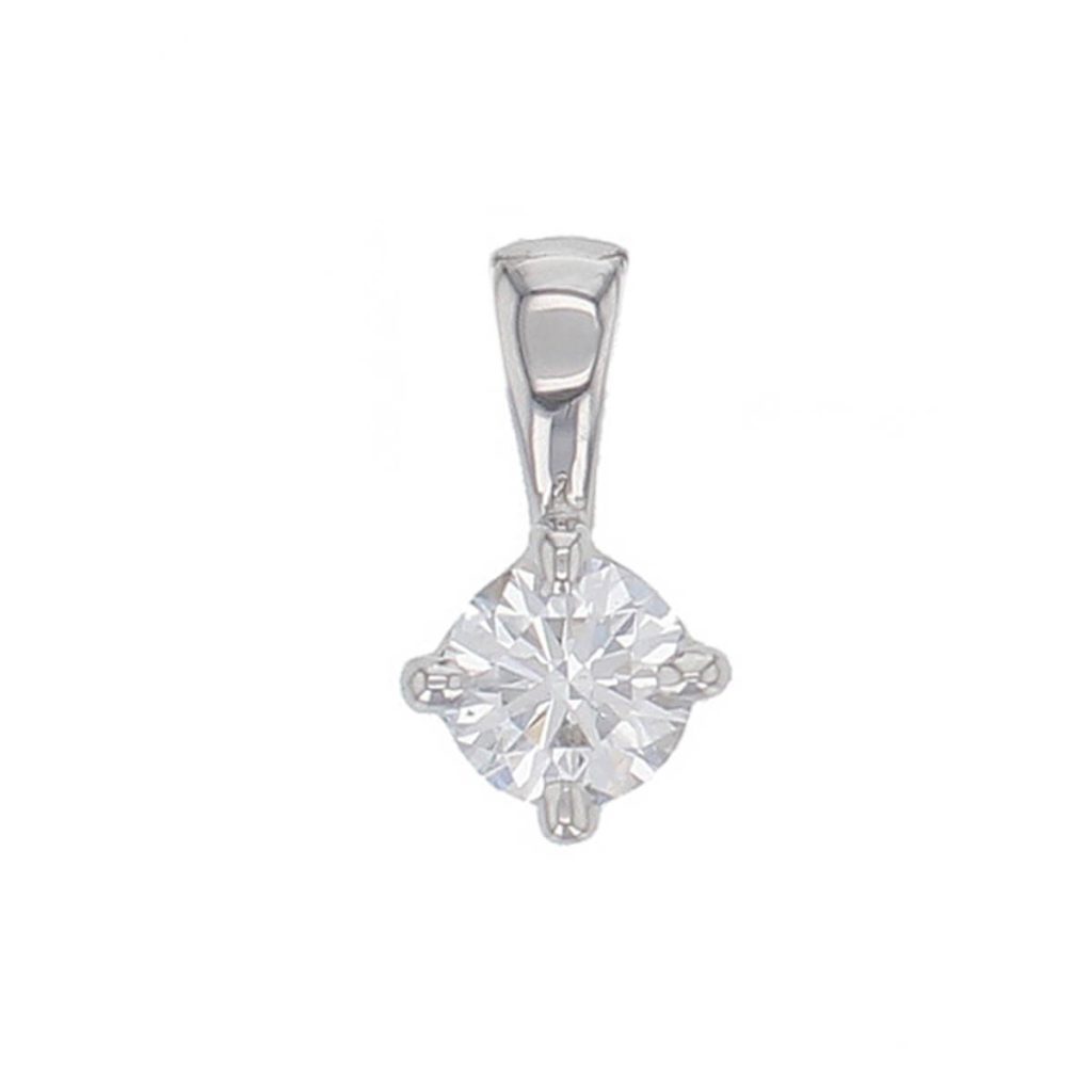 Faller round brilliant cut 4 claw set diamond 18ct white gold ladies solitaire pendant with chain, 18kt, designer, handmade by Faller, Derry/ Londonderry, hand crafted, precious jewellery, jewelry