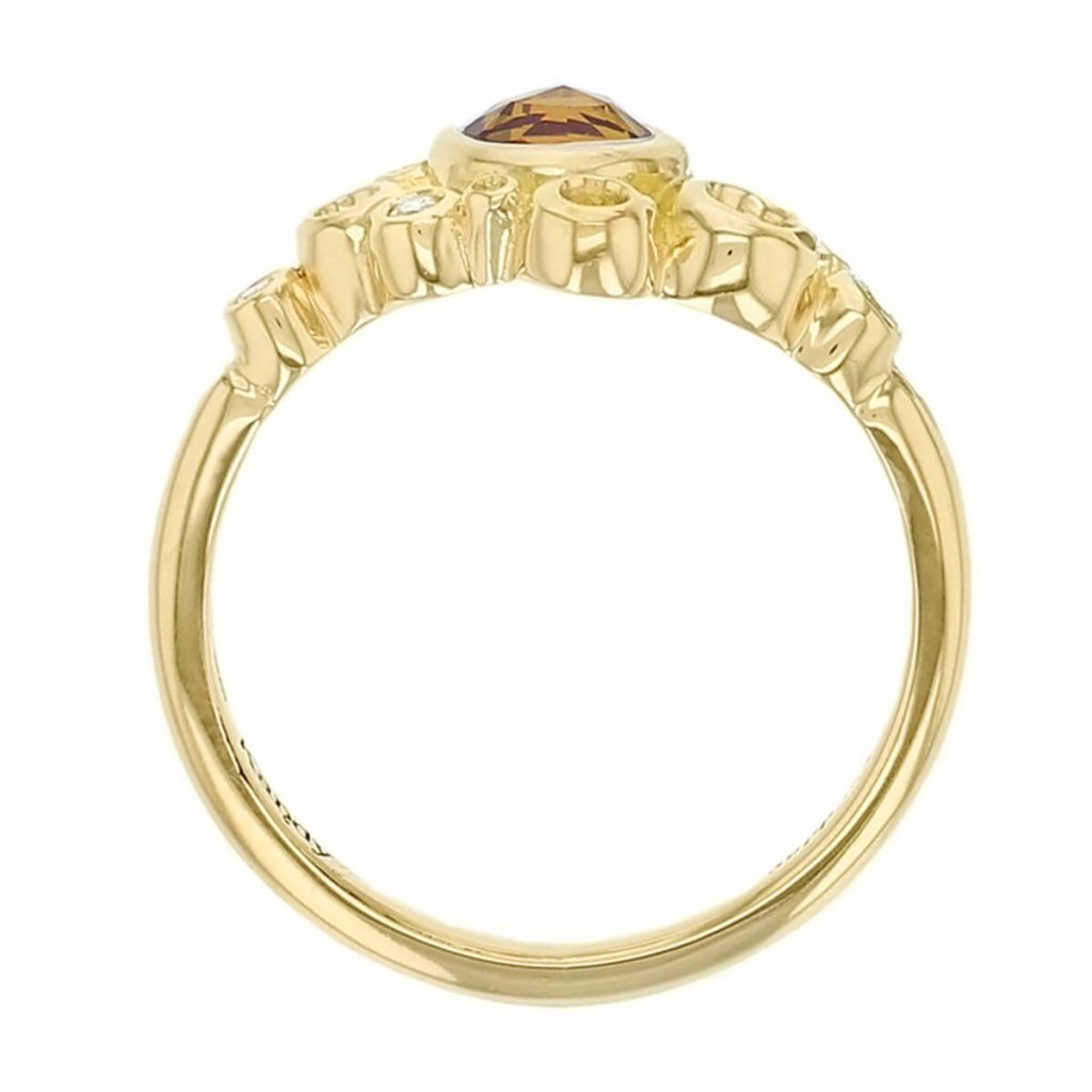 sapphire & diamond Fizz ladies dress ring side view