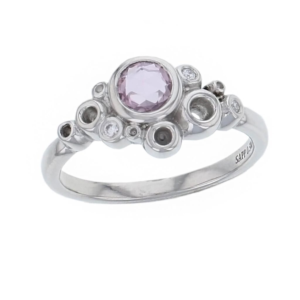 pink sapphire platinum Kandy Fizz ladies dress ring