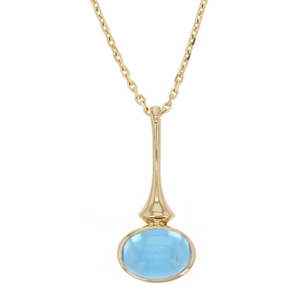 Cabochon topaz 18ct yellow gold pendant with chaiin