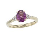 Garnet & Diamond 18ct Yellow Gold Shoulder set Ring