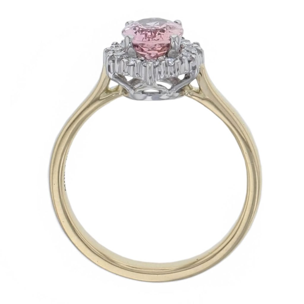 Morganite & Diamond 18ct Yellow Gold & Platinum Cluster/Halo Ring