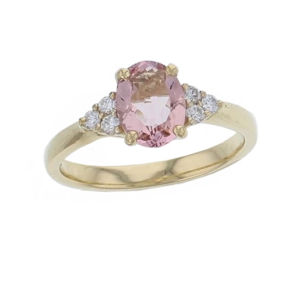 morganite, diamond 18ct yellow gold multistone ring