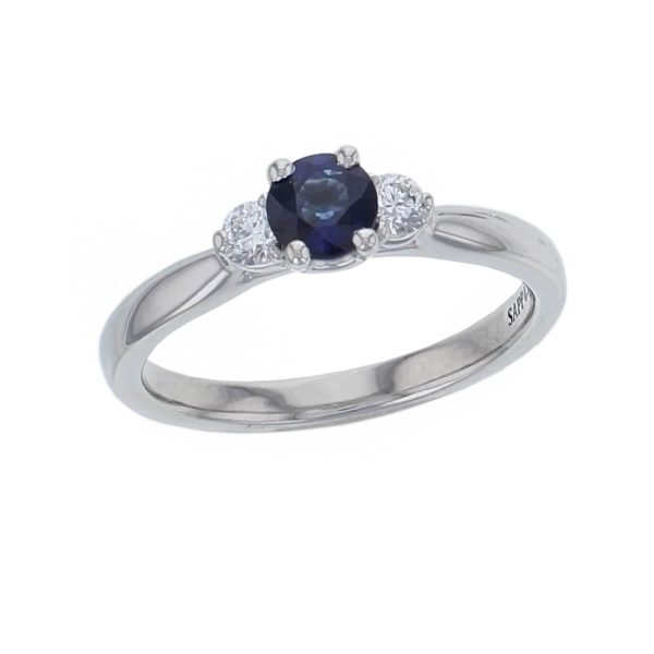 Blue Sapphire & Diamond Trilogy Ring