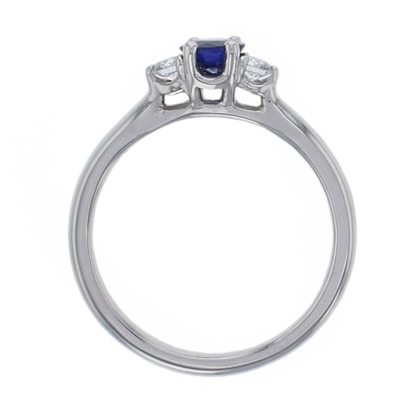 Blue Sapphire & Diamond Trilogy Ring