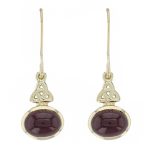 18ct yellow gold garnet drops, celtic knot, trinity knot,