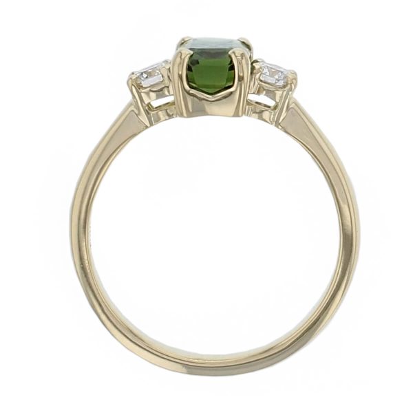 18ct yellow gold octagon green tourmaline & diamond ring