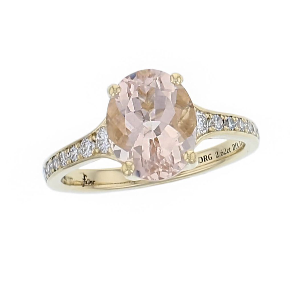 morganite, diamond 18ct yellow gold multistone ring