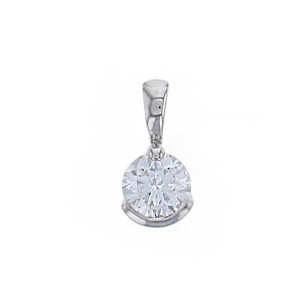 Faller round brilliant cut part rim and part claw set diamond 18ct white gold ladies solitaire pendant with chain, 18kt, designer, handmade by Faller, Derry/ Londonderry, hand crafted, precious jewellery, jewelry