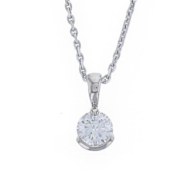 Faller round brilliant cut part rim and part claw set diamond 18ct white gold ladies solitaire pendant with chain, 18kt, designer, handmade by Faller, Derry/ Londonderry, hand crafted, precious jewellery, jewelry