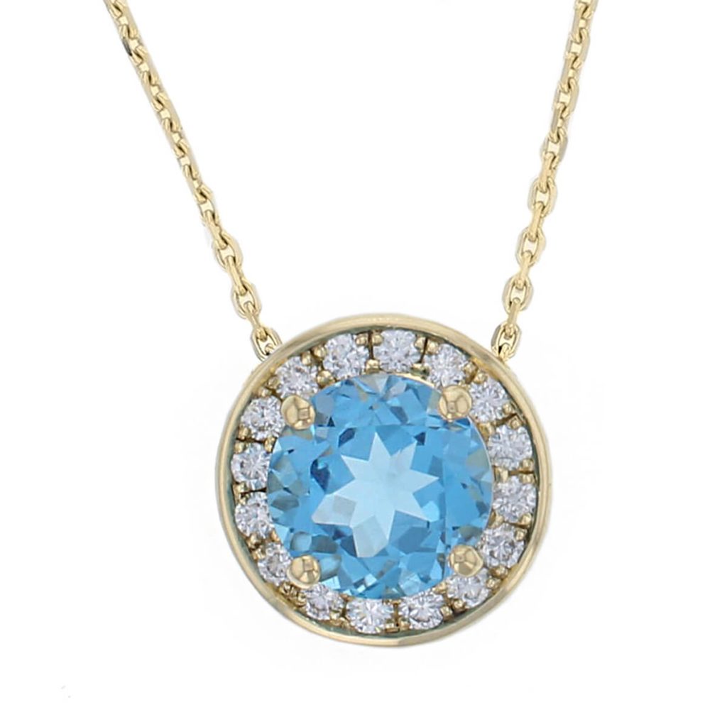 Topaz & diamond 18ct Yellow Gold Pendant