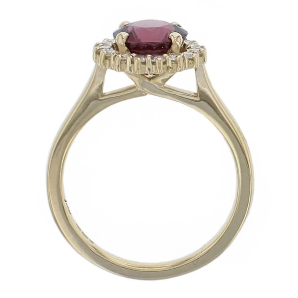 Malaya Garnet & Diamond 18ct Yellow Gold Trilogy Ring, red gem