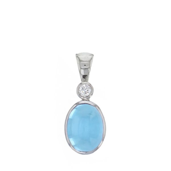 topaz, diamond, 18ct white gold, pendant