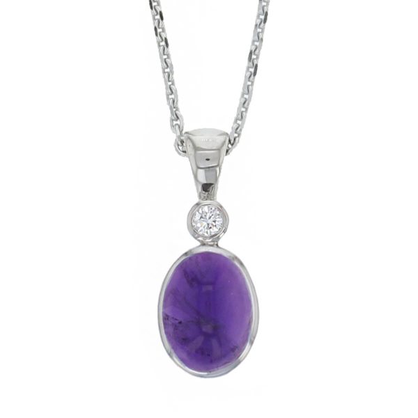 amethyst, diamond, 18ct white gold, pendant