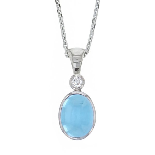 topaz, diamond, 18ct white gold, pendant