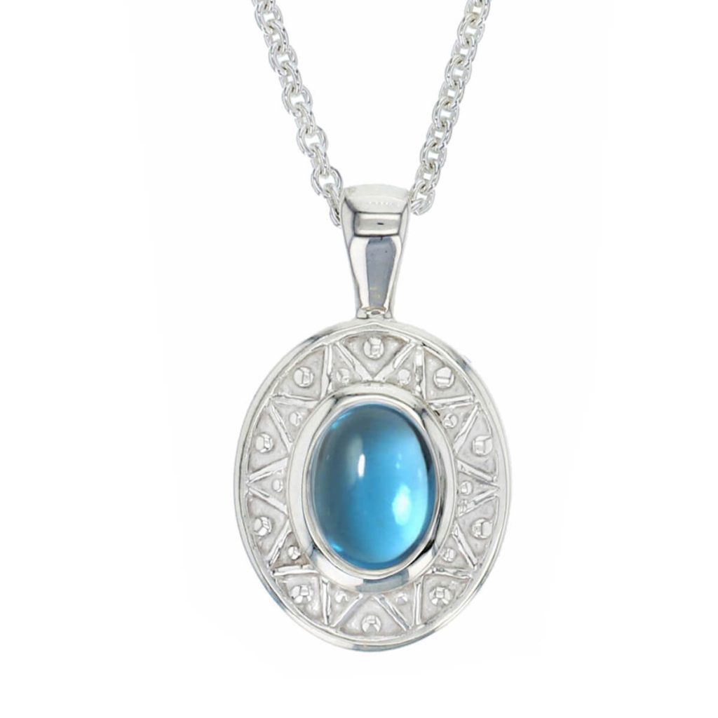 Miosach silver topaz pendant and chain