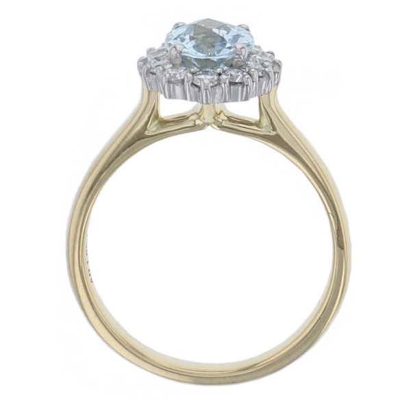 Aquamarine & Diamond 18ct Yellow Gold & Platinum Cluster/Halo Ring