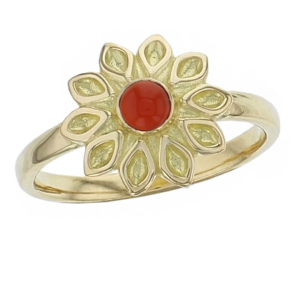 echinacea ring, flower ring, flower gem ring, echinacea flower ring. ekaneesha, enchina, purple cone flower