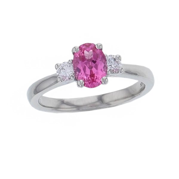 spinel, diamond platinum trilogy ring