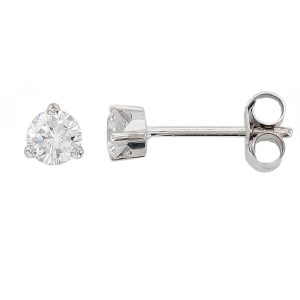 Faller round brilliant cut claw set diamond 18ct white gold ladies solitaire earrings, 18kt, designer, handmade by Faller, Derry/ Londonderry, hand crafted, precious jewellery, jewelry