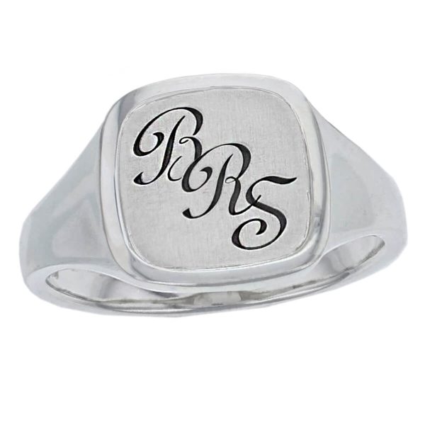 initials ring, monogram ring, mens ring, patterned dress ring, silver signet dress ring, designed & handcrafted by Faller of Derry/ Londonderry, personalised engraving, precious jewellery, jewelry