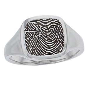 fingerprint mens ring, patterned dress ring, silver signet dress ring, designed & handcrafted by Faller of Derry/ Londonderry, personalised engraving, precious jewellery, jewelry