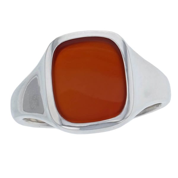 cornelian, gemstone mens ring, patterned dress ring, silver carnelian signet dress ring, designed & handcrafted by Faller of Derry/ Londonderry, personalised engraving, precious jewellery, jewelry