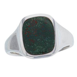 gemstone mens ring, patterned dress ring, silver bloodstone signet dress ring, designed & handcrafted by Faller of Derry/ Londonderry, personalised engraving, precious jewellery, jewelry