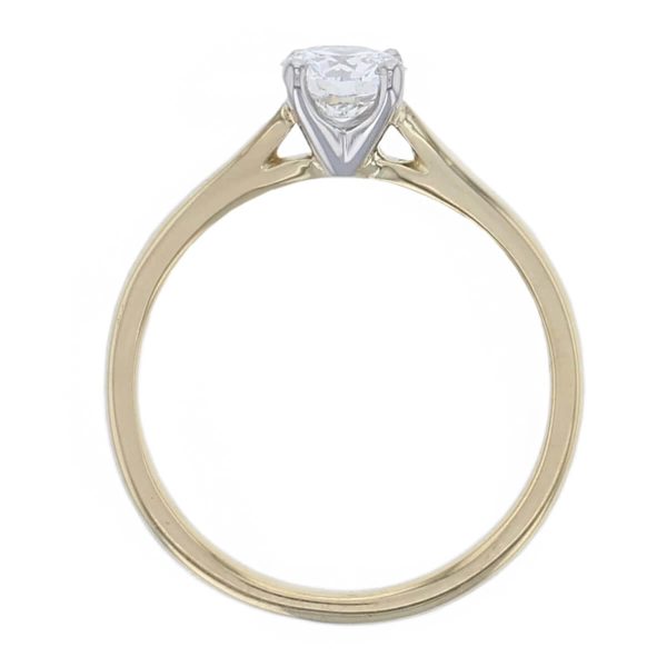 round brilliant cut diamond solitaire engagement ring, platinum & 18ct yellow gold, 18kt, designer, handmade by Faller, hand crafted, betrothal, promise, precious jewellery, jewelry, hand crafted, GIA certified, , G.I.A. GIA, 4 claw setting