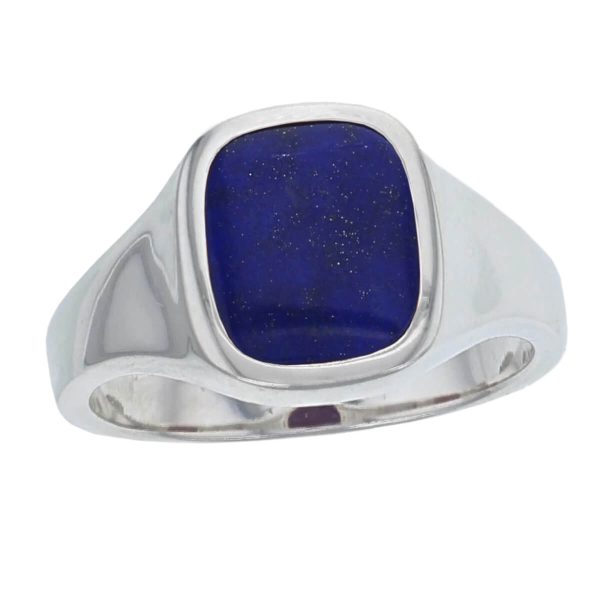 lapis lazuli, gemstone mens ring, patterned dress ring, silver lapis lazuli signet dress ring, designed & handcrafted by Faller of Derry/ Londonderry, personalised engraving, precious jewellery, jewelry