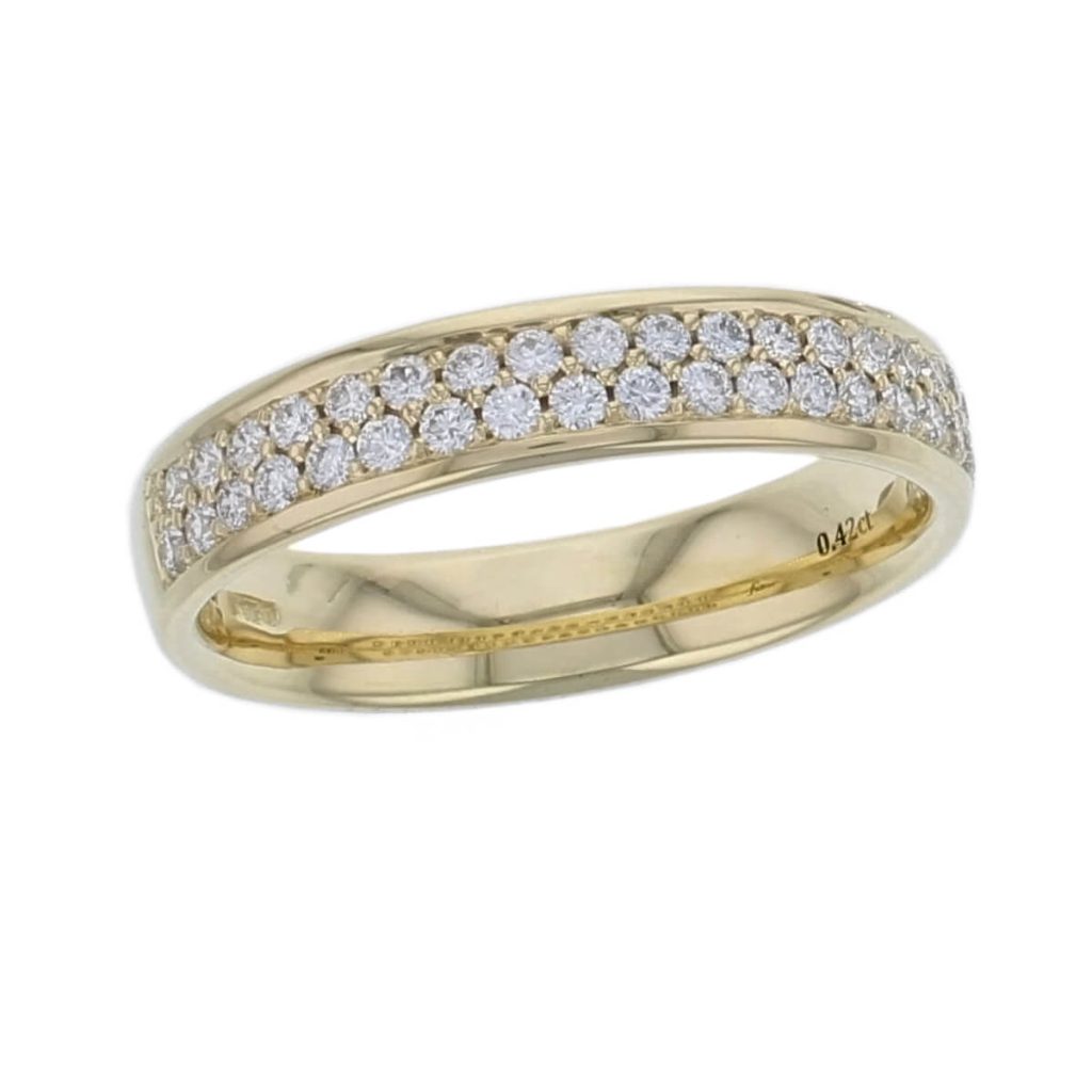 18ct yellow gold ladies double row diamond eternity ring